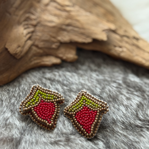 Beaded Strawberry Post Earrings
