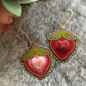 Mismatched Tufted Strawberry Earrings